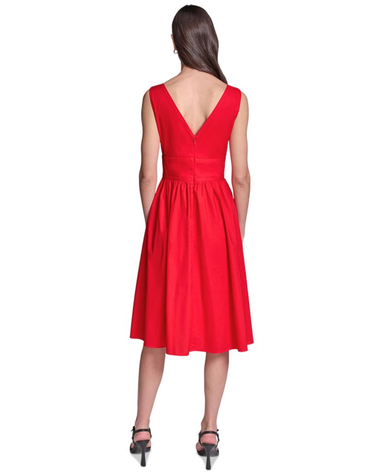 Women's Double Bow Fit & Flare Midi Dress