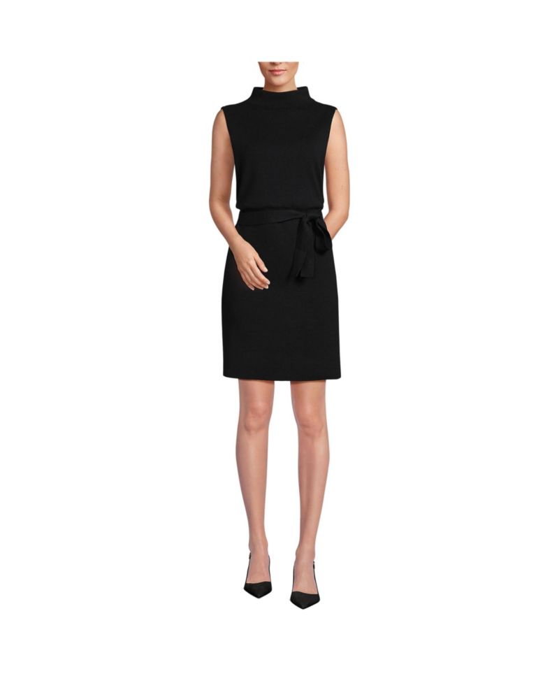 Women's Cotton Blend Short Sleeve Mock Neck Sweater Dress