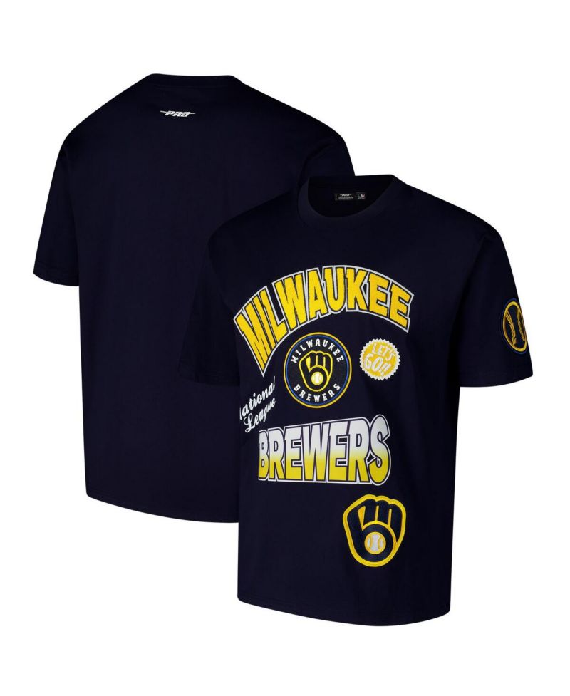 Men's Navy Milwaukee Brewers Turn It Up Dropped Shoulder T-Shirt
