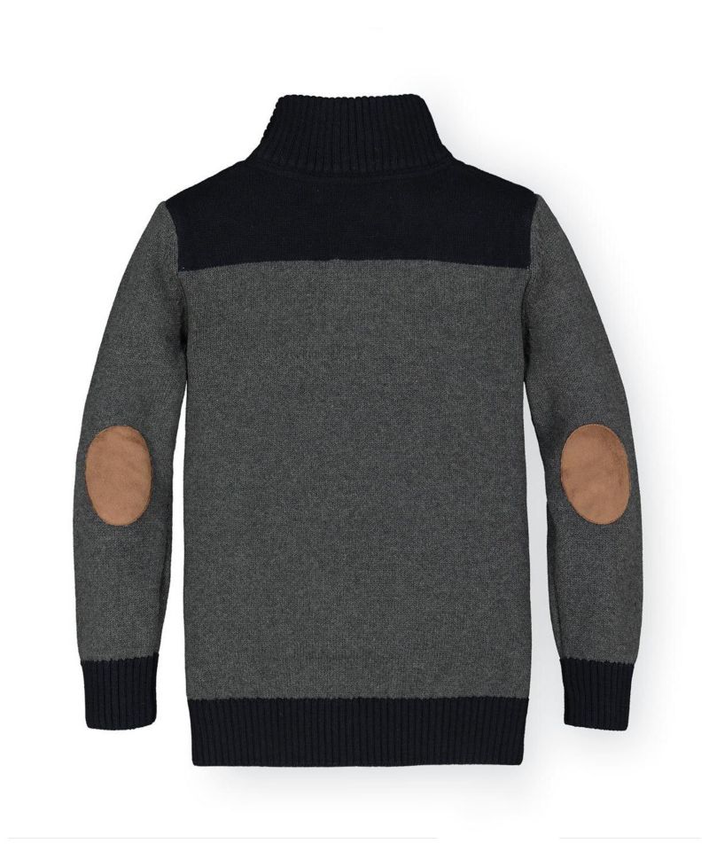 Little Boys Hope and Henry 5- 7 Organic Mock Neck Sweater with Elbow Patches