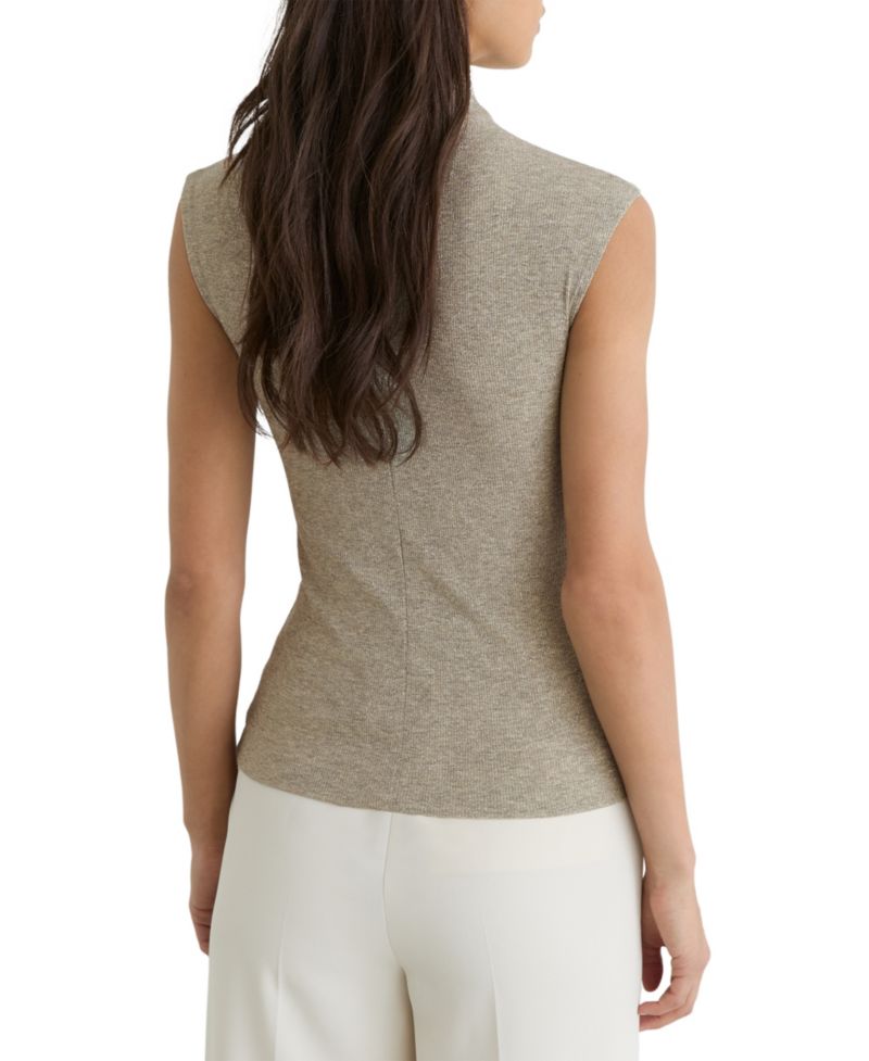 Women's Dita Metallic-Knit Cowl-Neck Sleeveless Vest