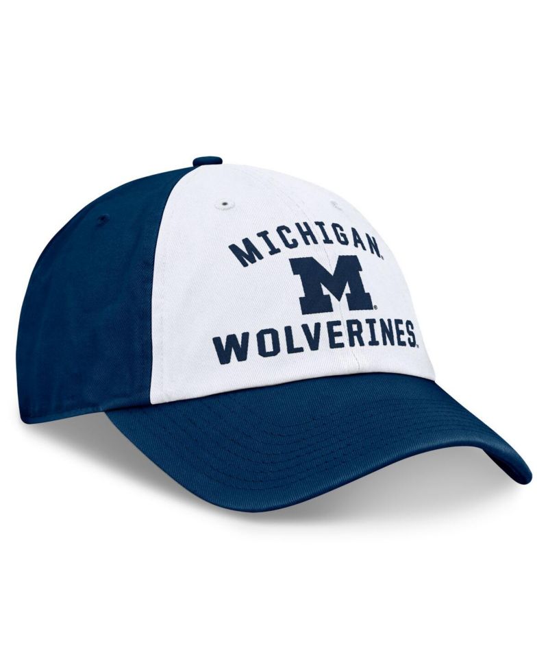 Men's White/Navy Michigan Wolverines Heritage Weston Adjustable Hat
