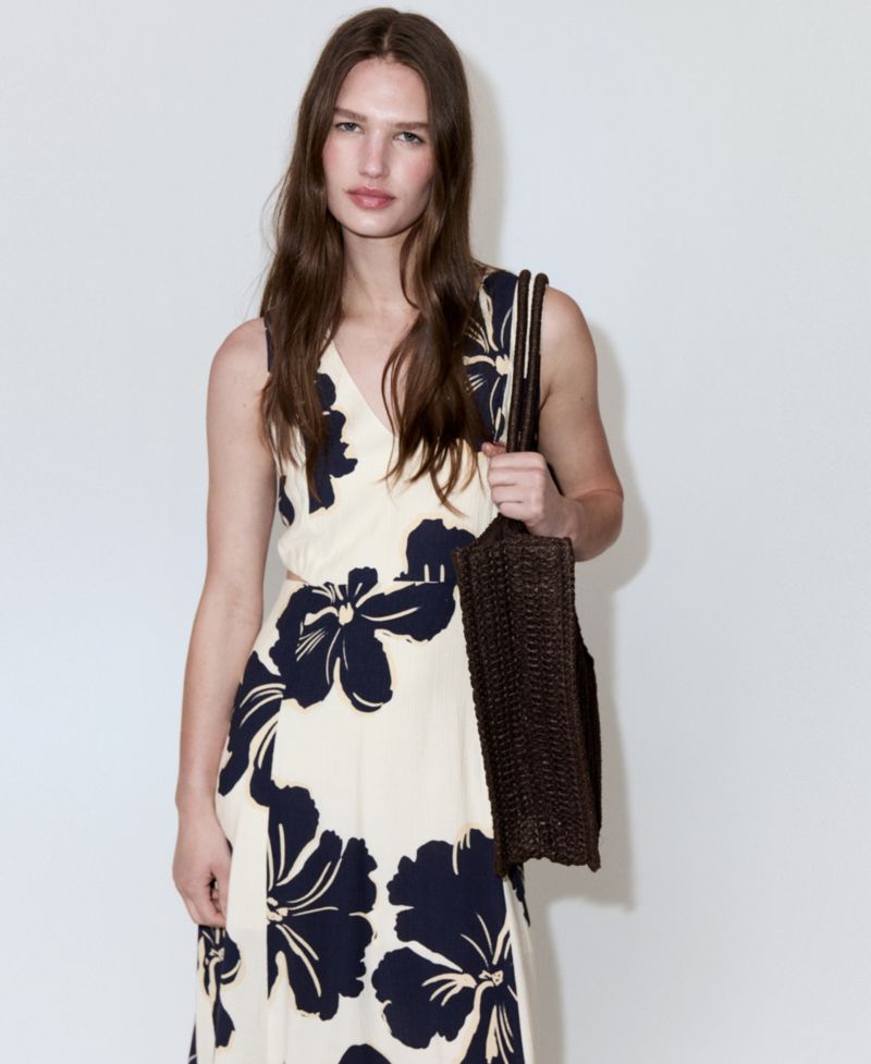 Women's Cutouts Floral-Printed Dress