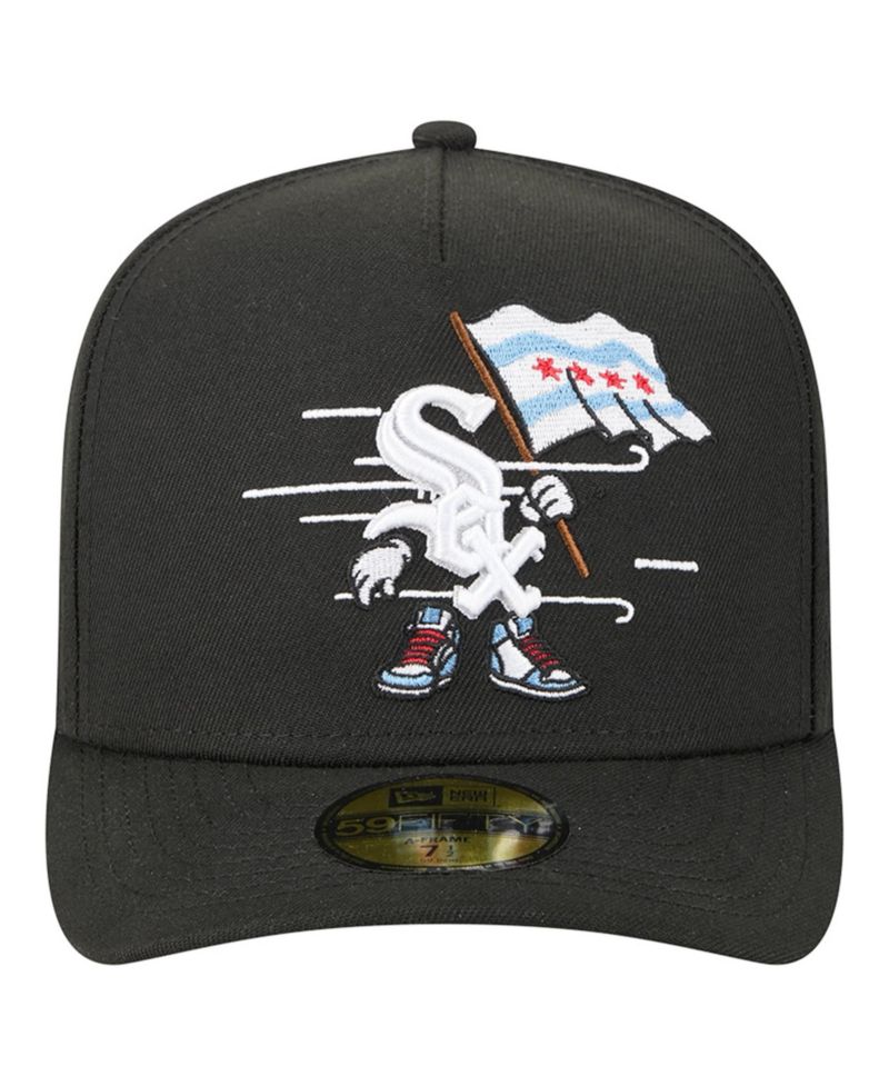 Men's Black Chicago White Sox Cartoon A-Frame 59FIFTY Fitted Hat