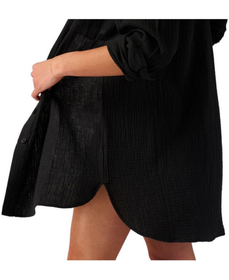 Women's Cotton Gauze Long-Sleeve Button-Up Shirt
