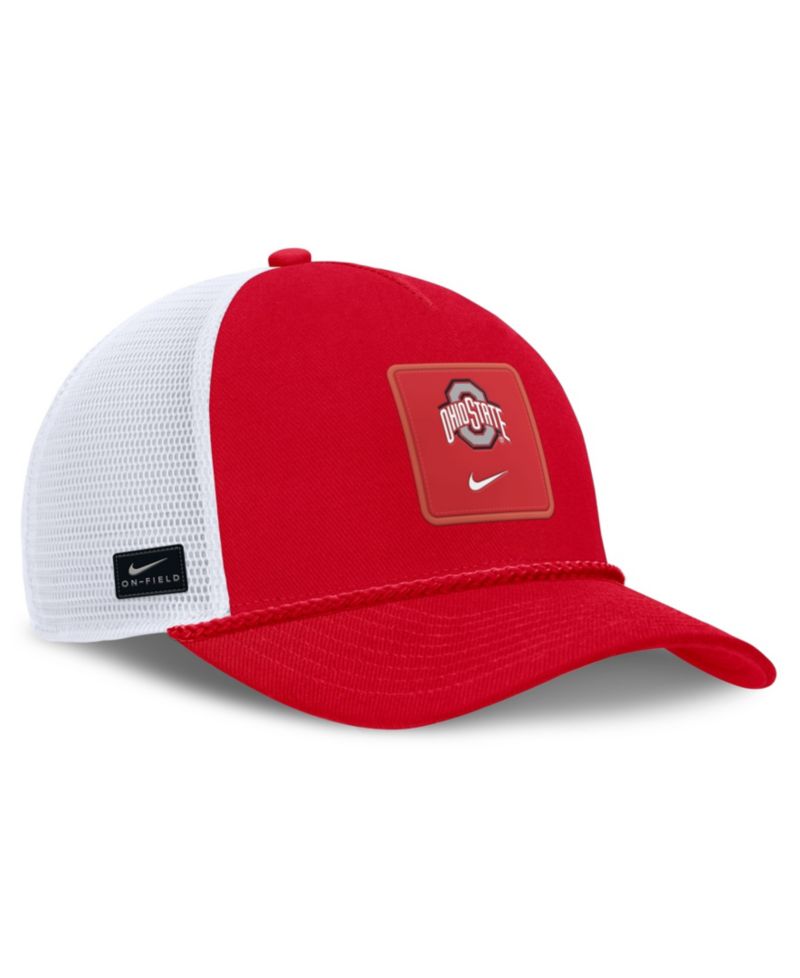 Men's and Women's Scarlet Ohio State Buckeyes 2026 On-Field Gameday Rope Trucker Adjustable Hat