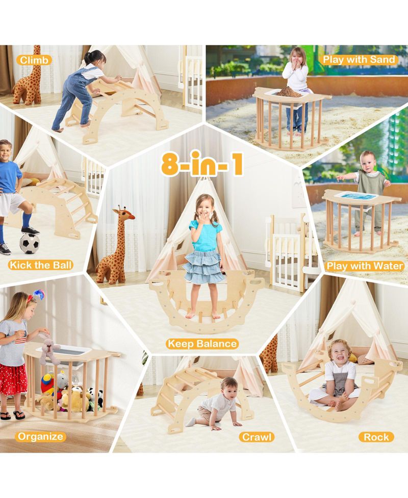 8-in-1 Climbing Arch Sensory Table with Collapsible Storage Bin