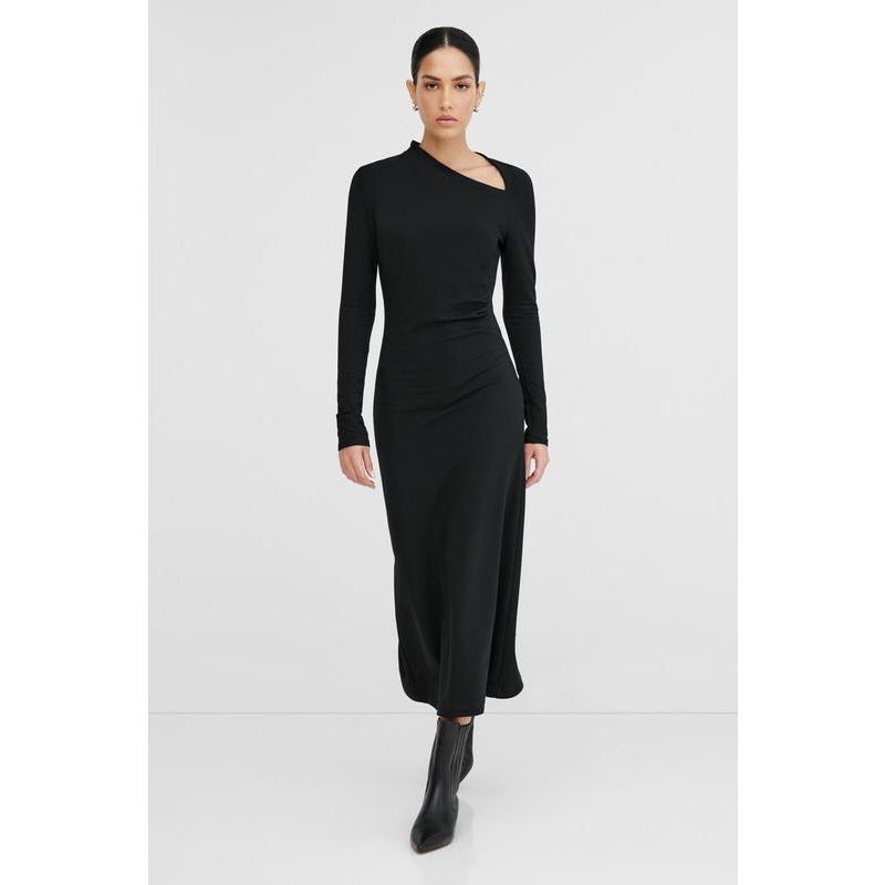 Women's Marla Fitted Bodice A-Line V-Neck Midi Dress with Back Slit