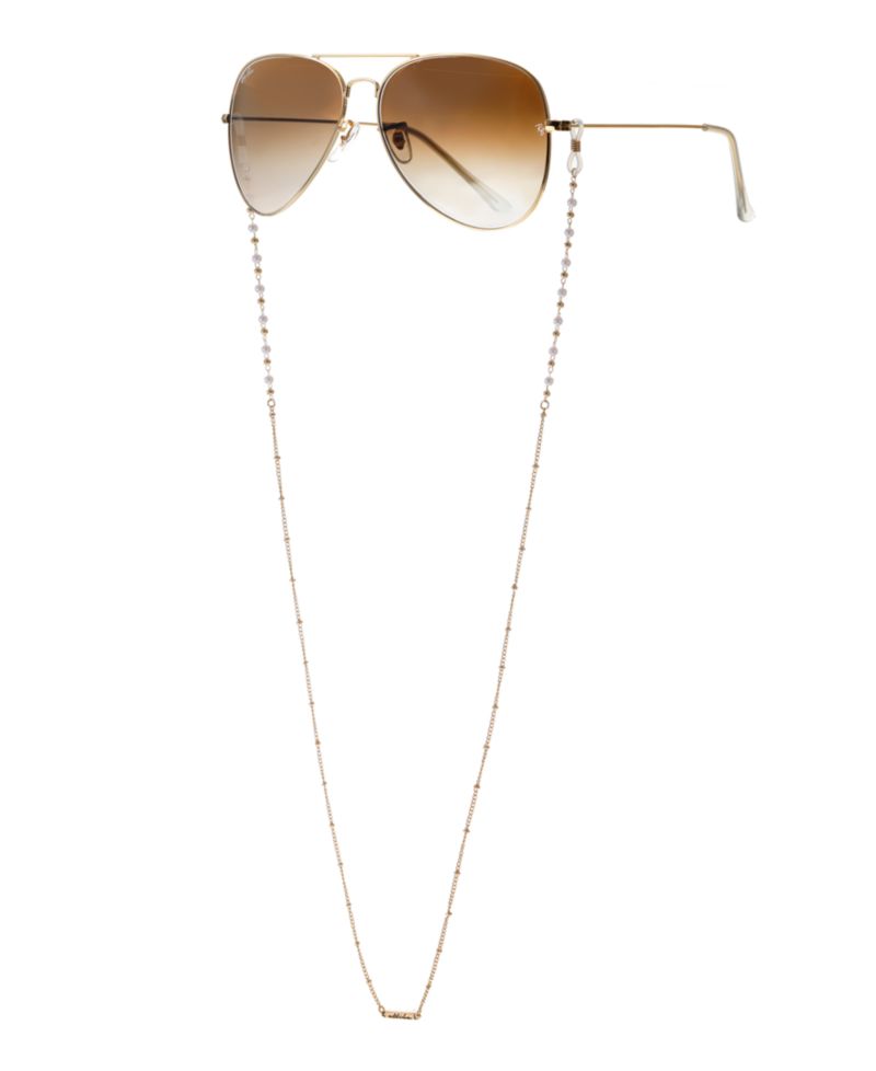 Women's 18k Gold Plated Dainty Imitation Pearl and Gold Glasses Chain