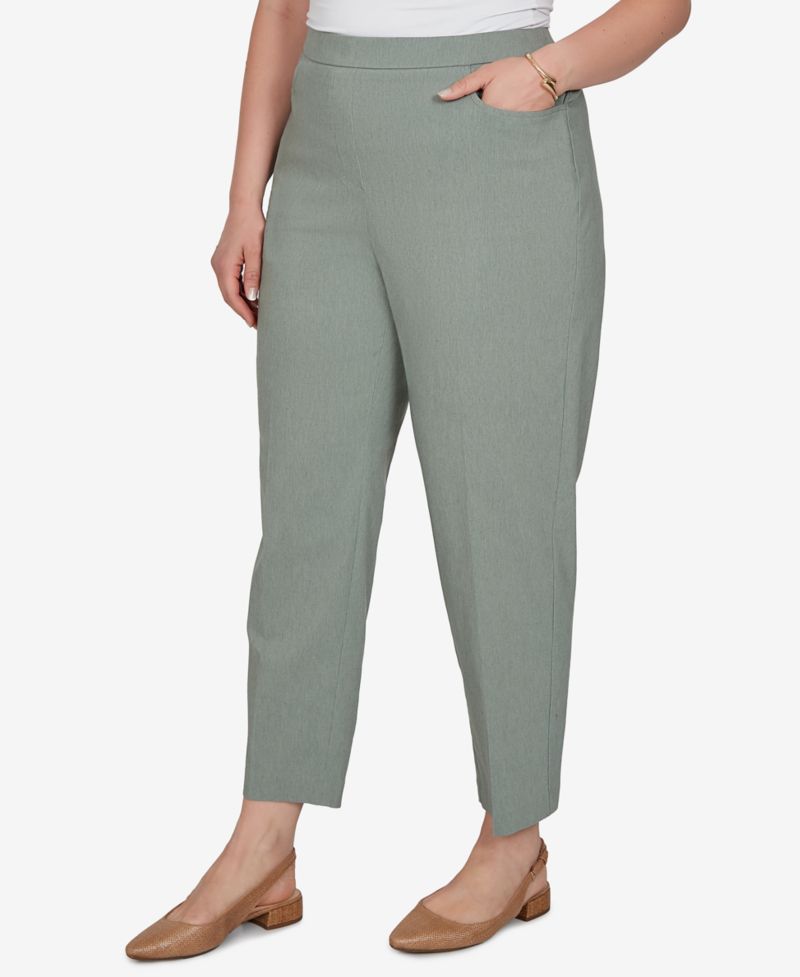 Plus Size Provence Millennium Flat-Front Pull-On Cropped-Ankle Pants