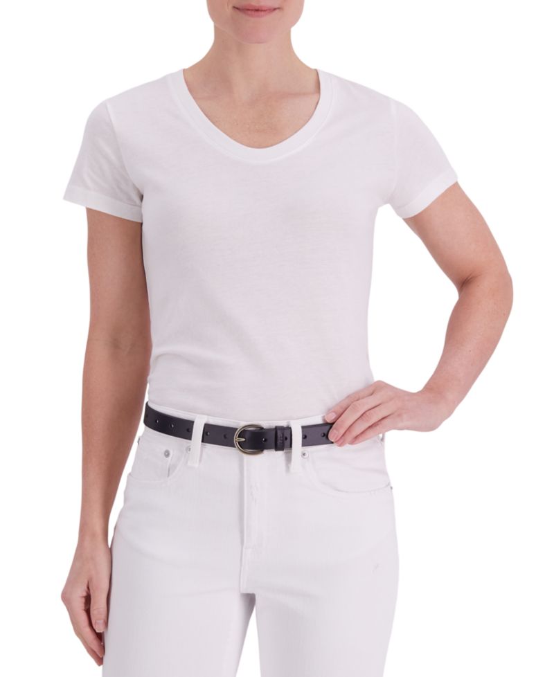 Women's Slim Adjustable Perforated Leather Belt