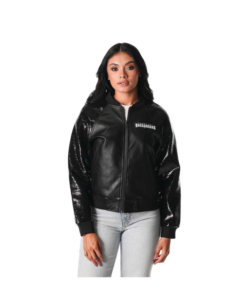 Women's Black Tampa Bay Buccaneers Sequin Full-Zip Jacket