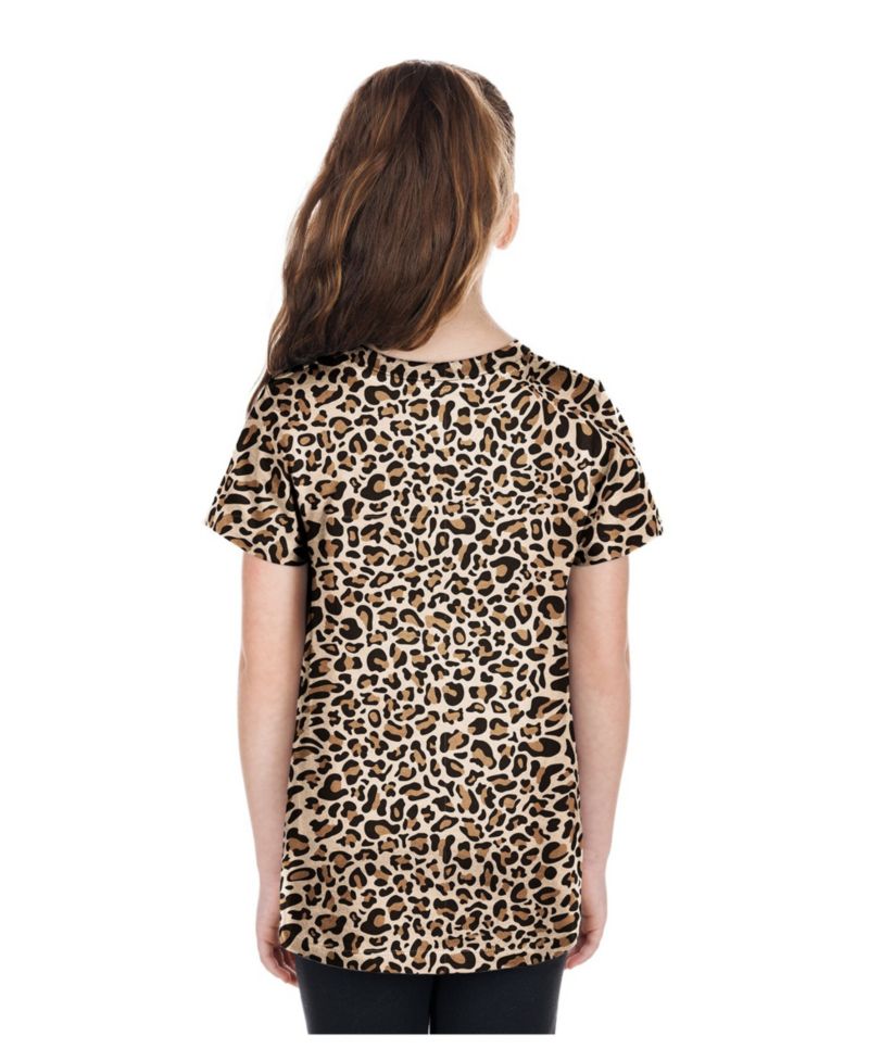 Big Girls Tan Detroit Lions Mom & Me Leopard T-Shirt