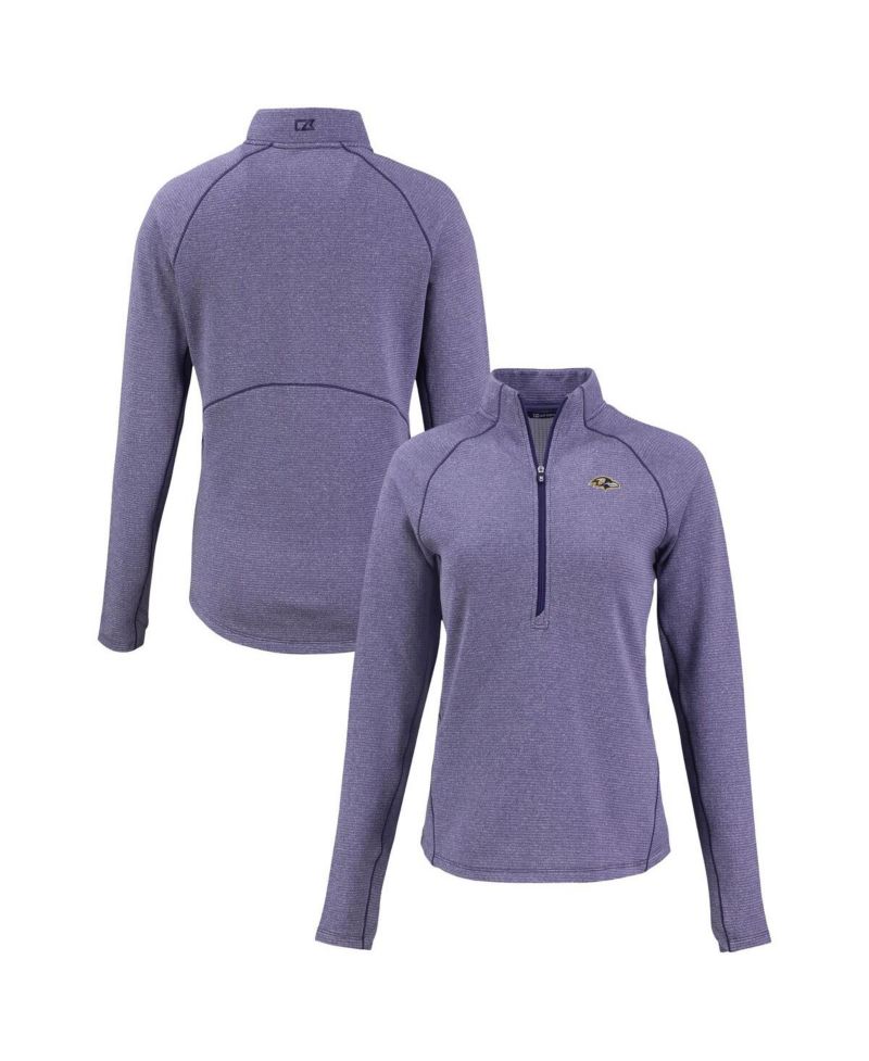 Women's Heather Purple Baltimore Ravens Peshastin Eco Fleece Tri-Blend Raglan Half-Zip Jacket