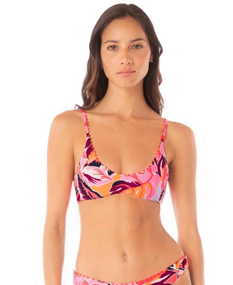Women's Coral Leafy Liberties Bikini Top