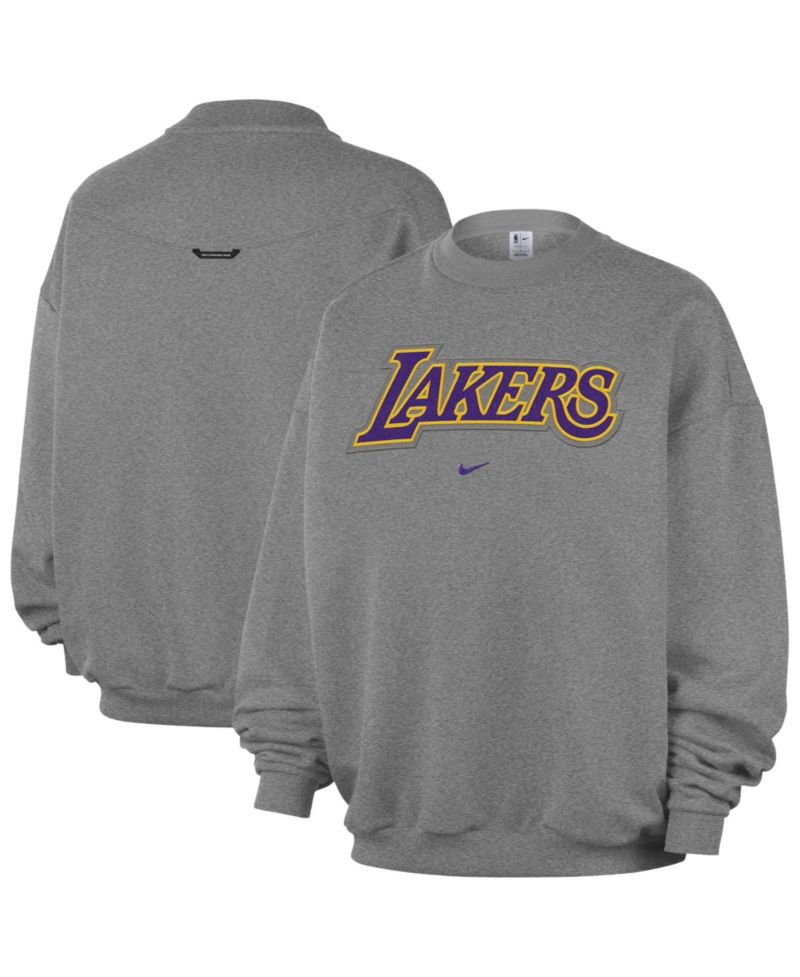 Men's Dark Heather Gray Los Angeles Lakers Standard Issue Wordmark Fleece Crewneck Sweatshirt