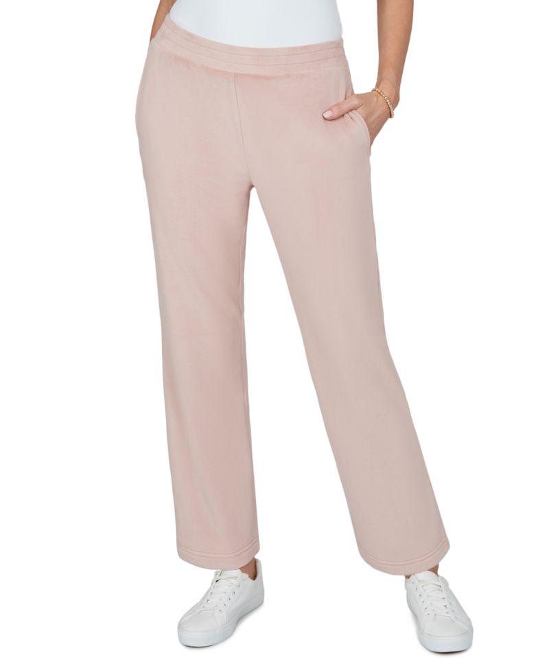 Petite Elastic-Waist Straight Faux-Suede Pants
