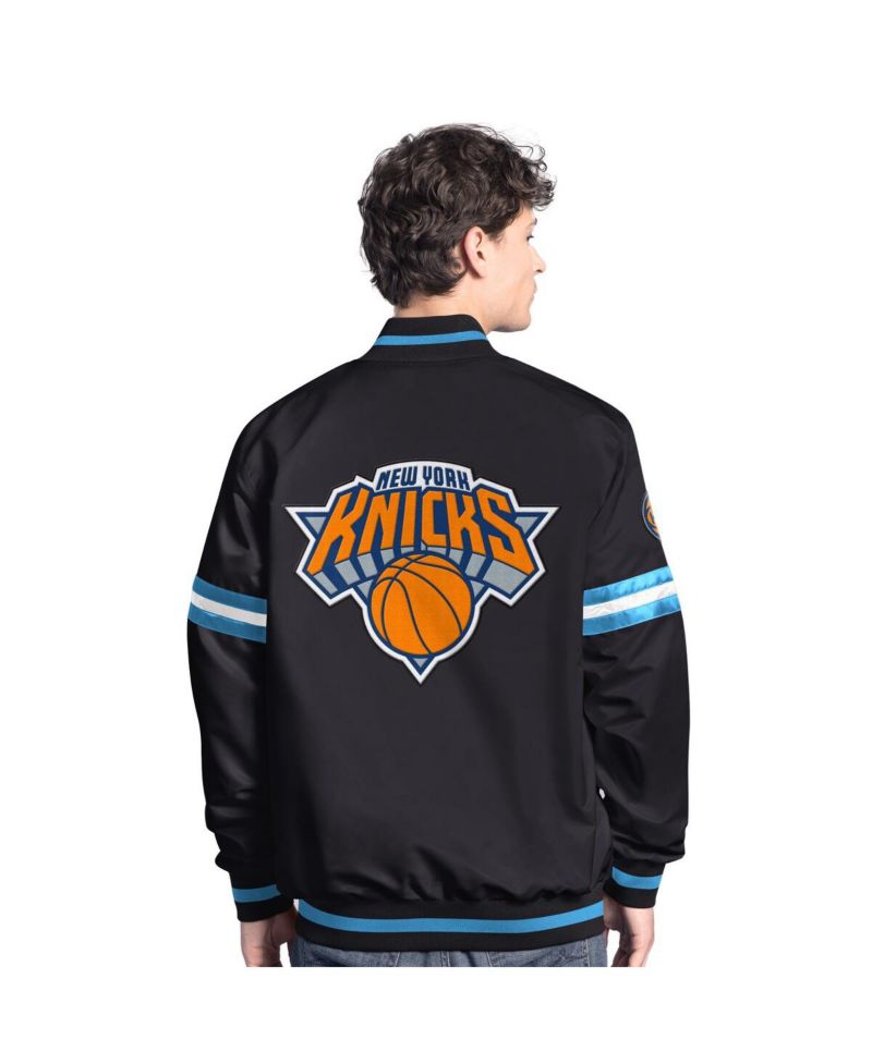 Men's Black New York Knicks Scout Varsity Full-Snap Jacket