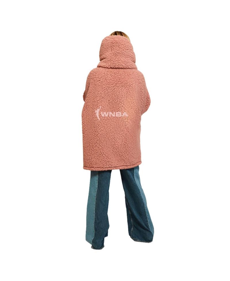 Women's Pink WNBA Breast Cancer Awareness Oversized Hooded Sweater