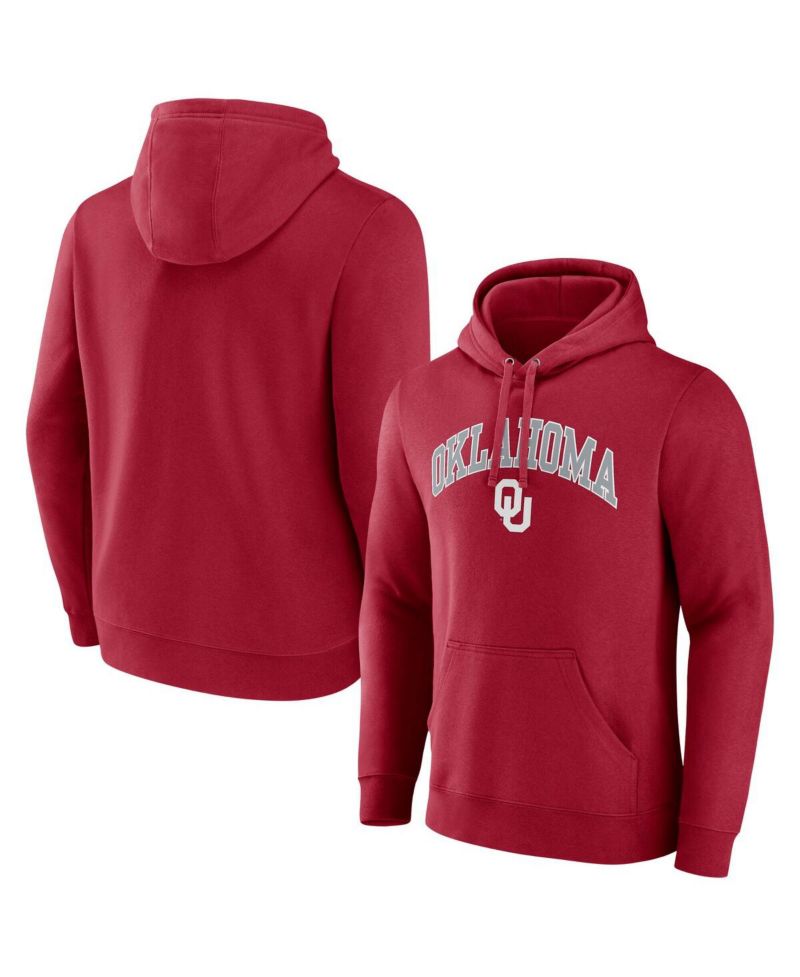 Men's Crimson Oklahoma Sooners Arched Logo Pullover Hoodie Sweatshirt