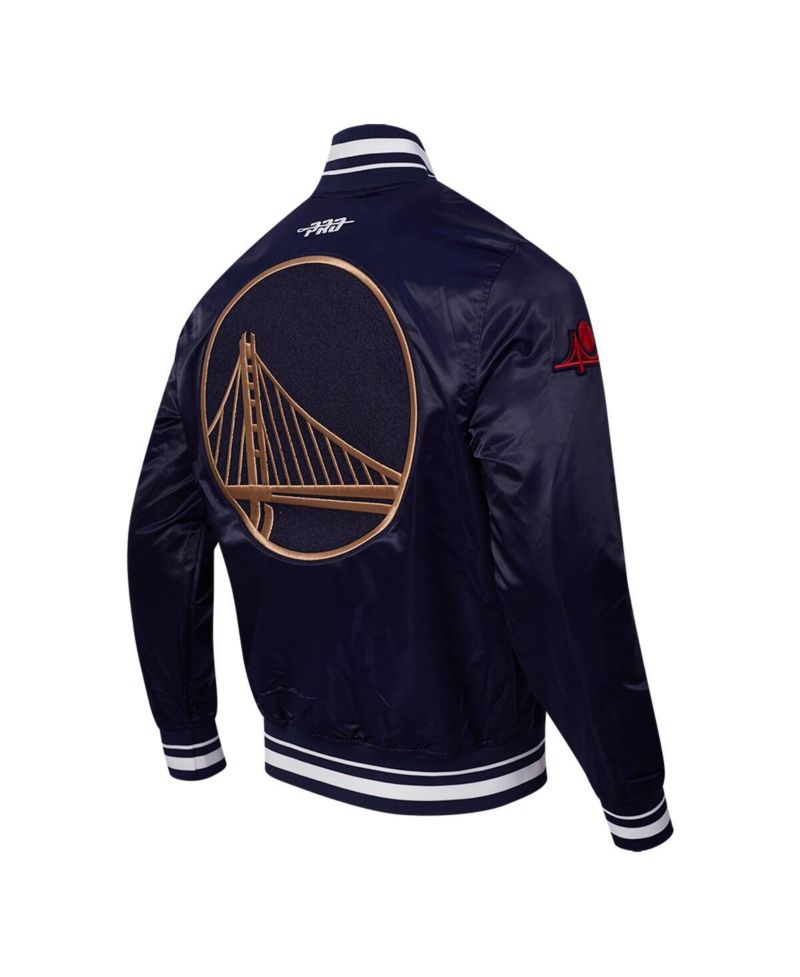 Men's Navy Golden State Warriors 2024/25 City Edition Chenille Satin Full-Snap Jacket