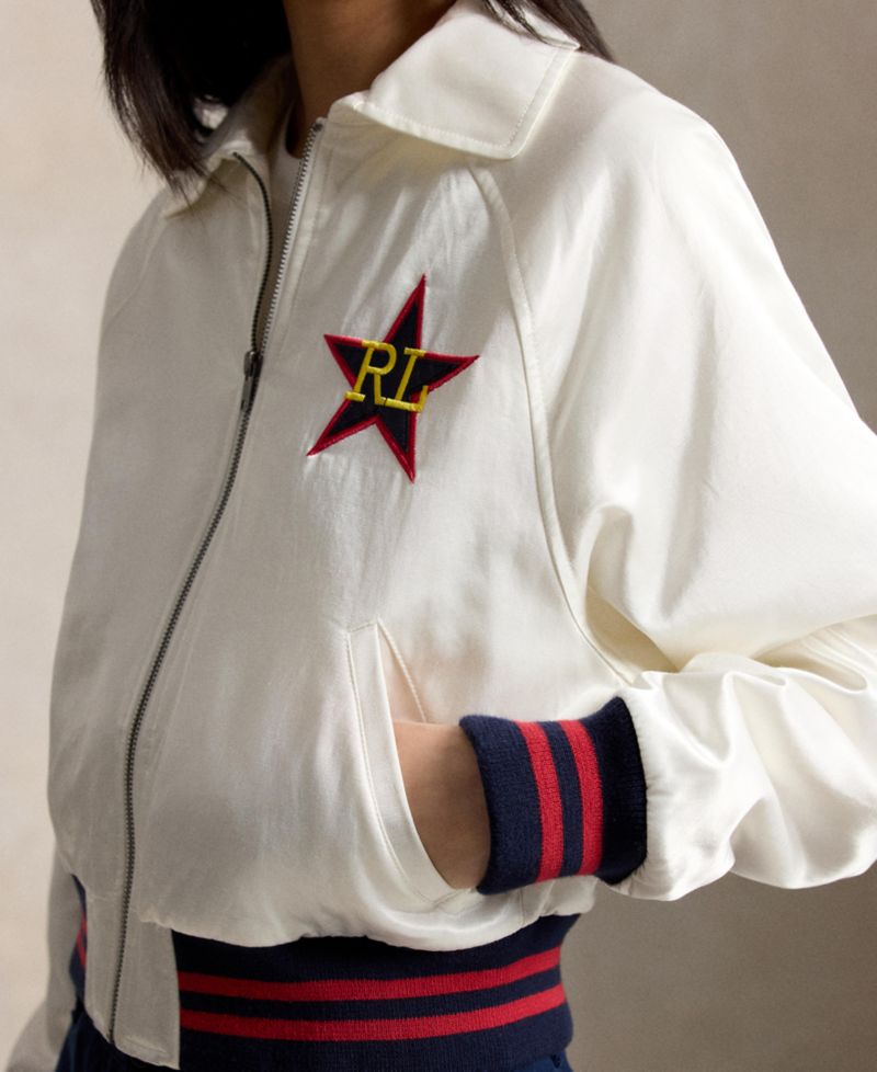 Women's Spread Collar Long-Sleeve Bomber Jacket
