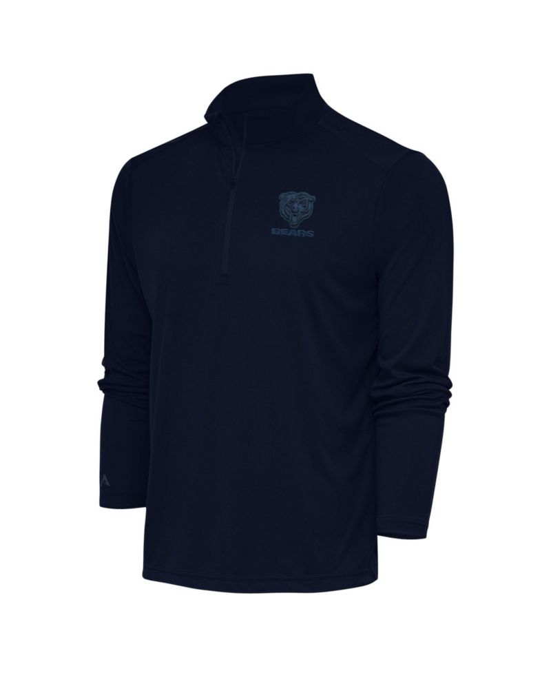 Men's Navy Chicago Bears Tonal Logo Tribute Quarter-Zip Pullover