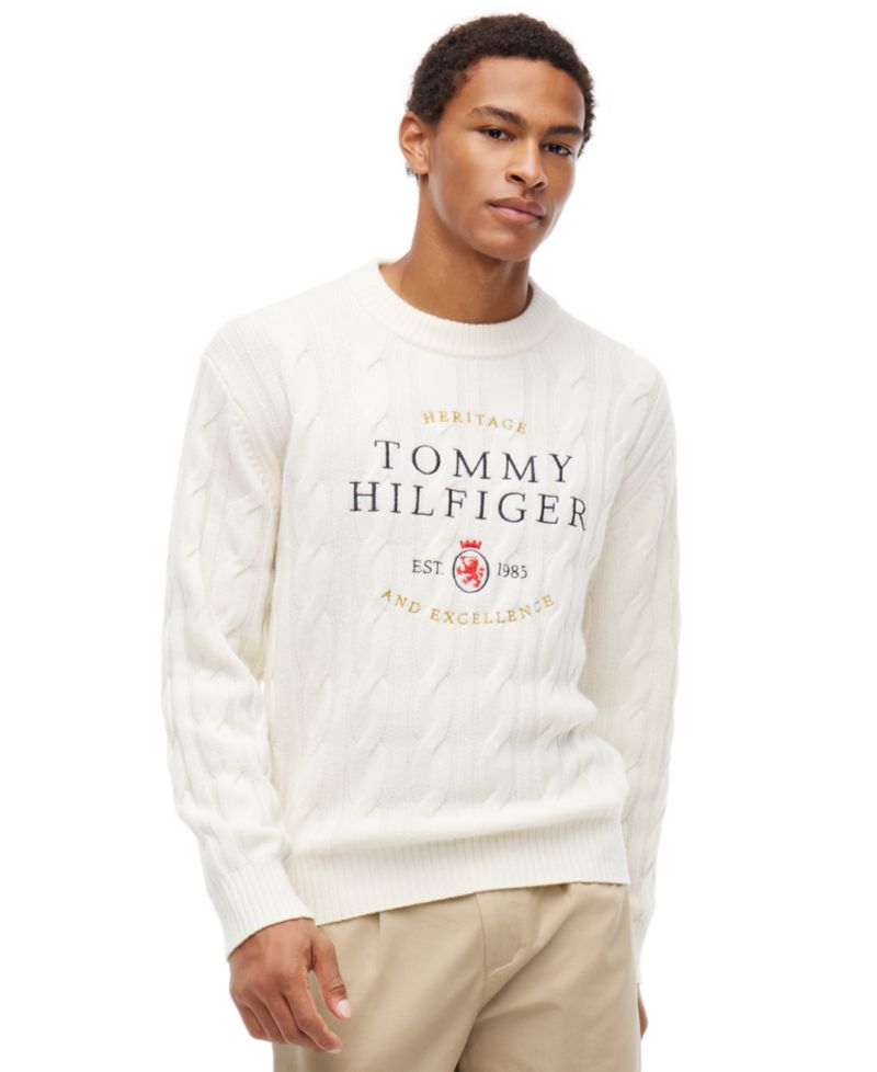 Men's American Icons Cable-Knit Graphic Crewneck Sweater