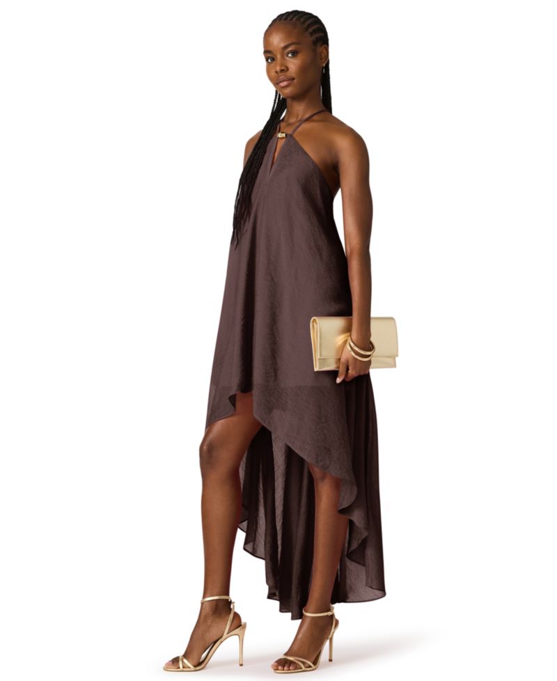 Halter Neck Sleeveless High-Low Asymmetric Dress