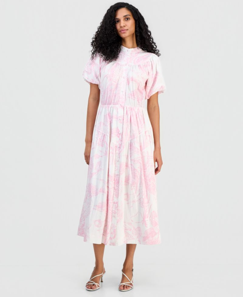 Women's Puffed-Sleeve Shirtdress
