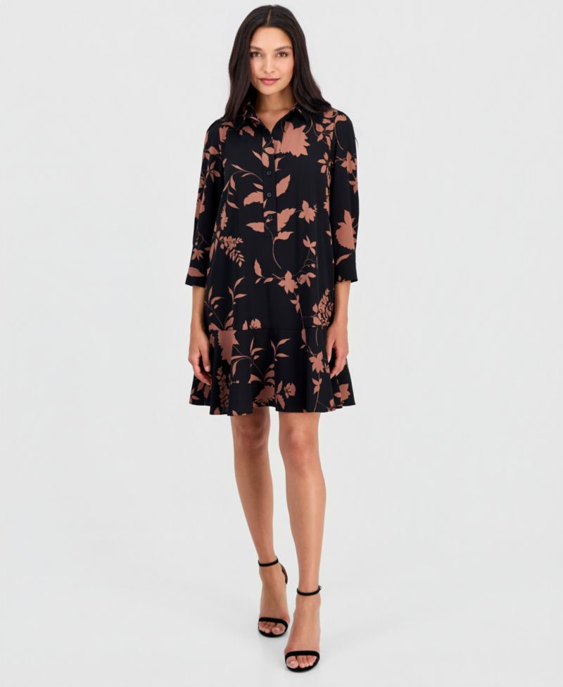 Women's Printed 3/4-Sleeve Shirtdress