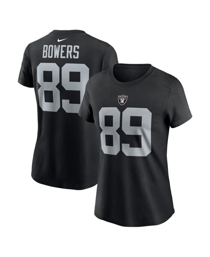 Women's Brock Bowers Black Las Vegas Raiders Player Name & Number T-Shirt