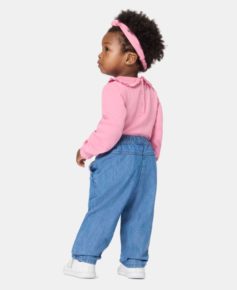Baby Girls' Long-Sleeve Bodysuit, Pants and Bow Headband, 3-Piece Set