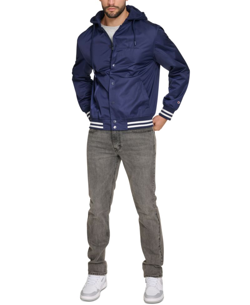 Men's Jersey Hood Varsity Bomber Jacket