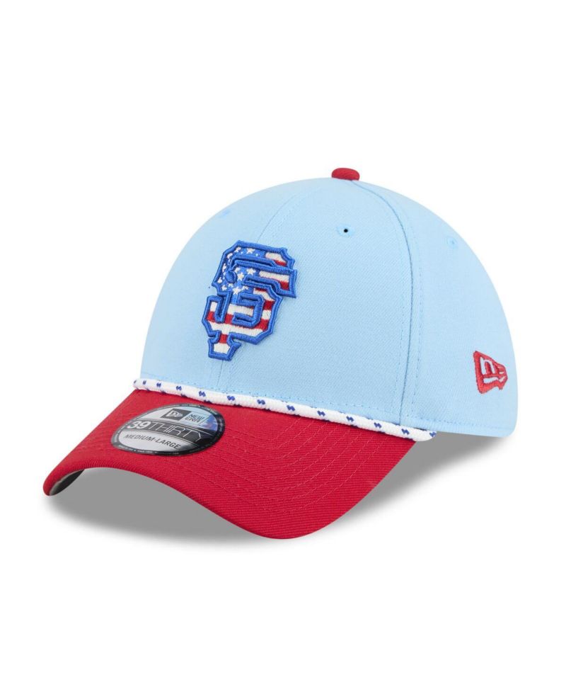 Men's Light Blue/Red San Francisco Giants 2025 Fourth of July 39THIRTY Flex Hat