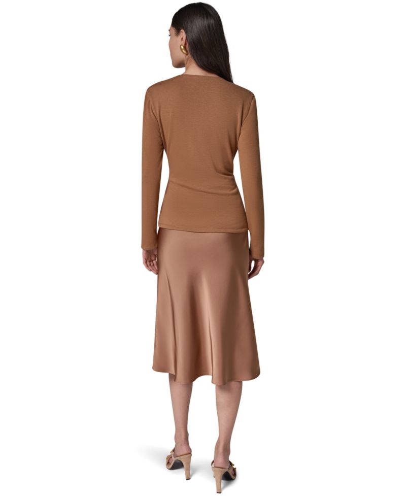 Women's Satin Long-Sleeve Wrap Top