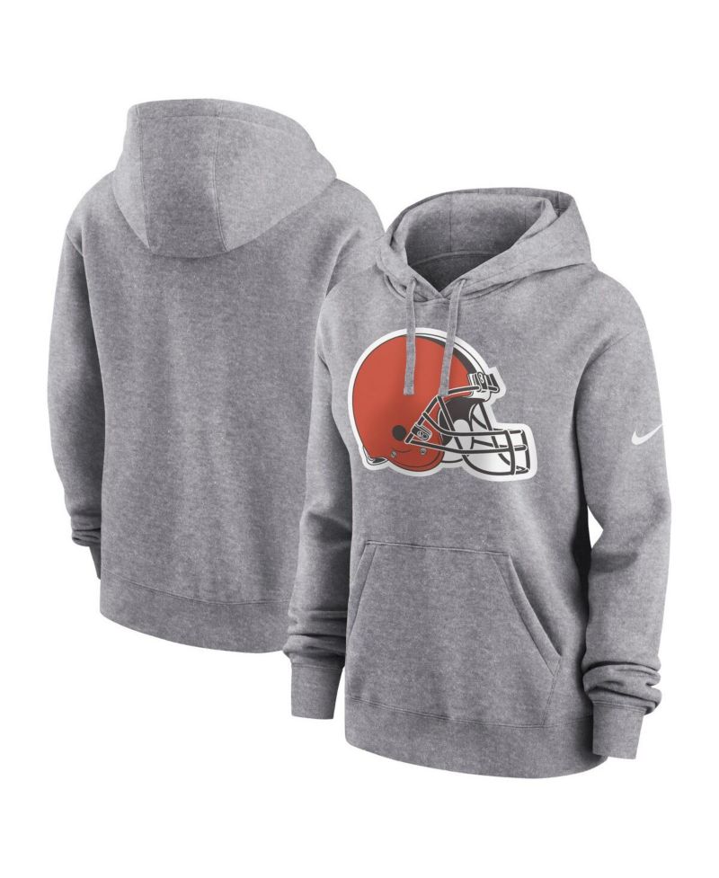Women's Heather Gray Cleveland Browns Team Logo Club Fleece Pullover Hoodie