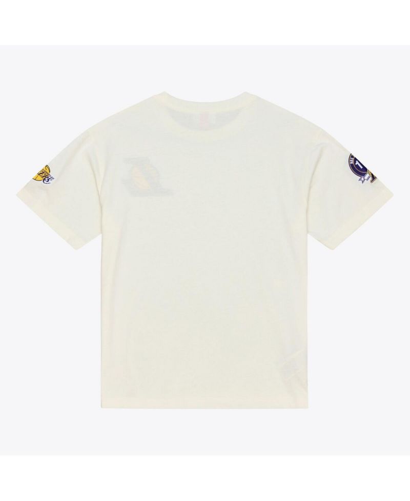 Men's Cream Los Angeles Lakers Hardwood Classics Chainstitch Premium T-Shirt