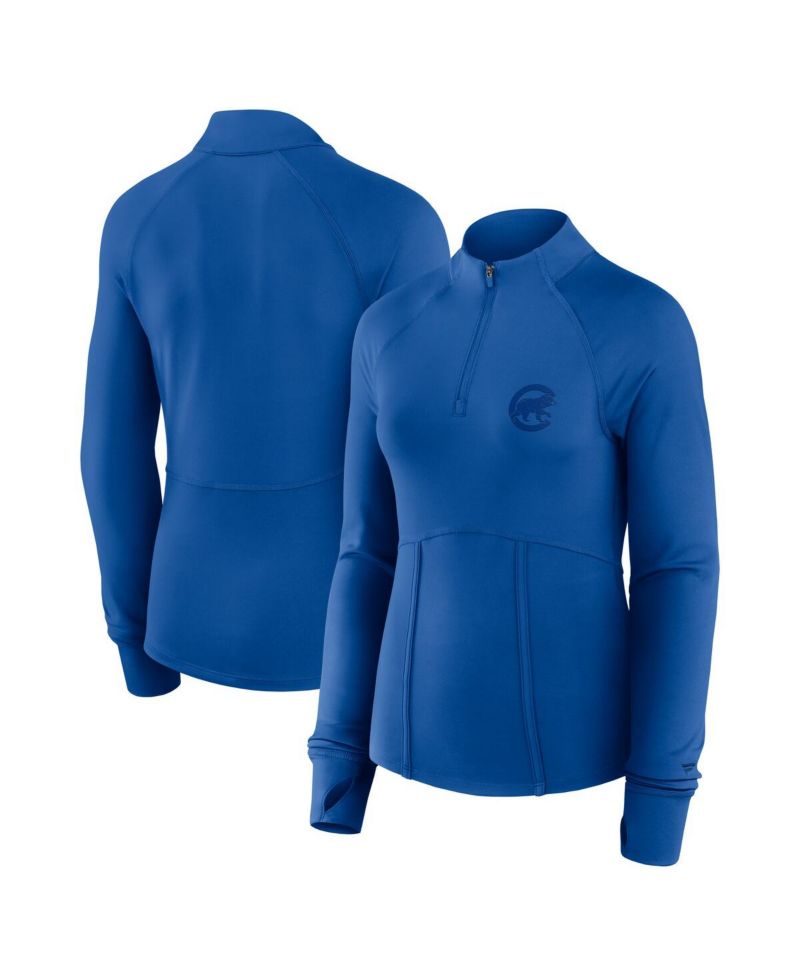 Women's Royal Chicago Cubs Elements Raglan Tri-Blend Quarter-Zip Top