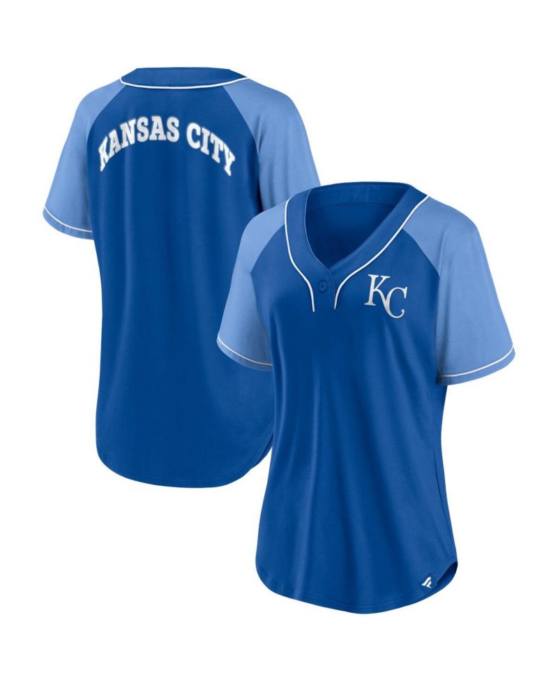 Women's Royal Kansas City Royals Ultimate Style Raglan V-Neck T-shirt