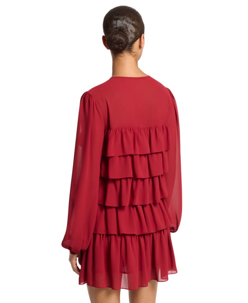 Women's Long-Sleeve Ruffle-Tiered Mini Dress