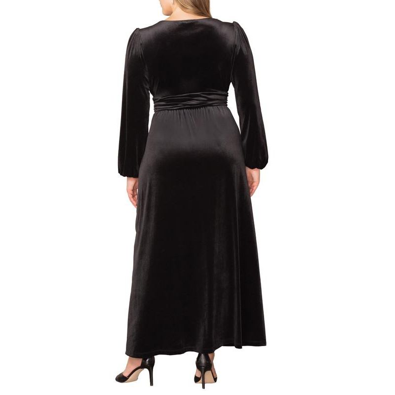 Plus Size Vivienne Long Sleeve Velvet Evening Gown with Pockets