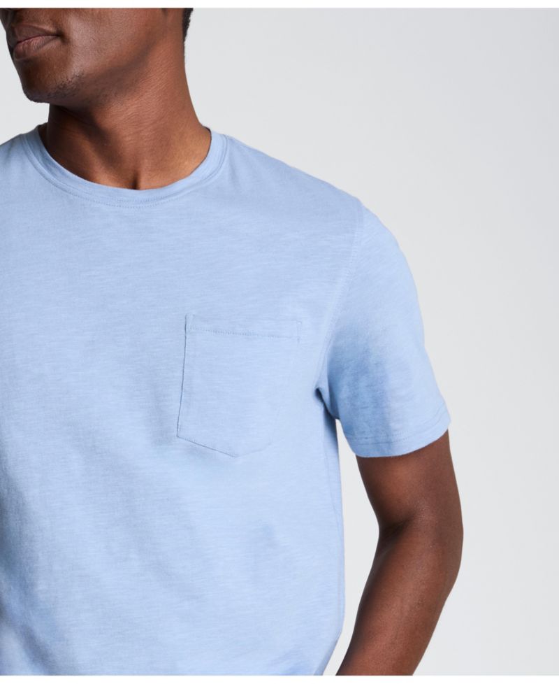 Men's Sport Faded Blue Solid Knit Classic Crewneck T-shirts