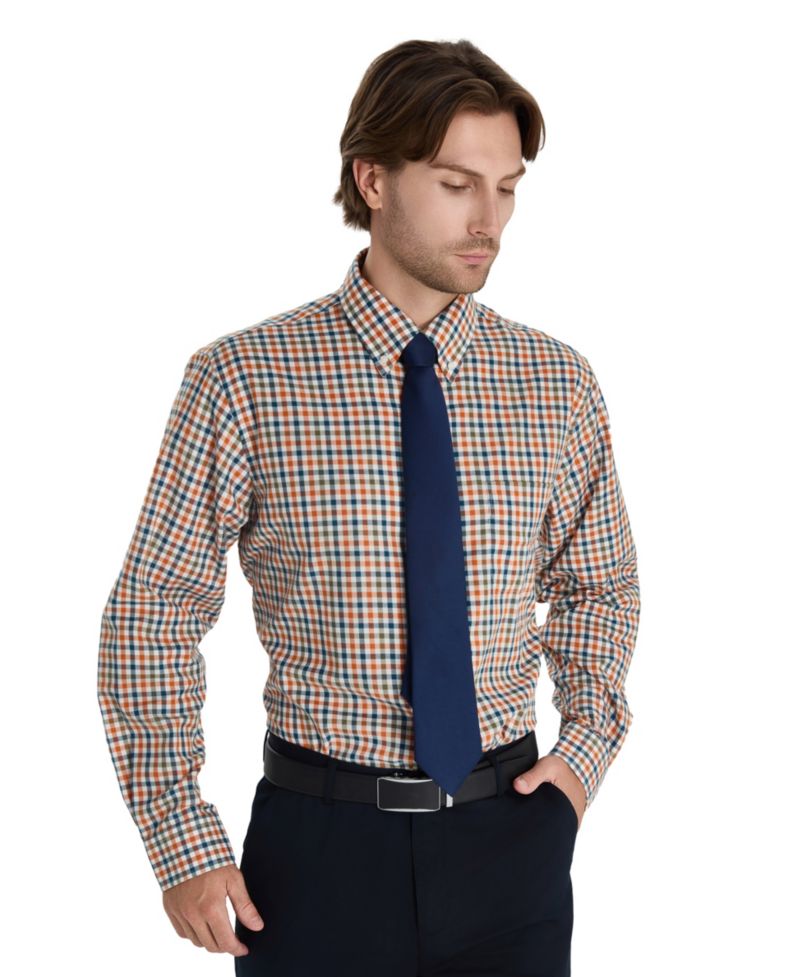 Men's Fashion Plaid Pattern Poplin Shirt