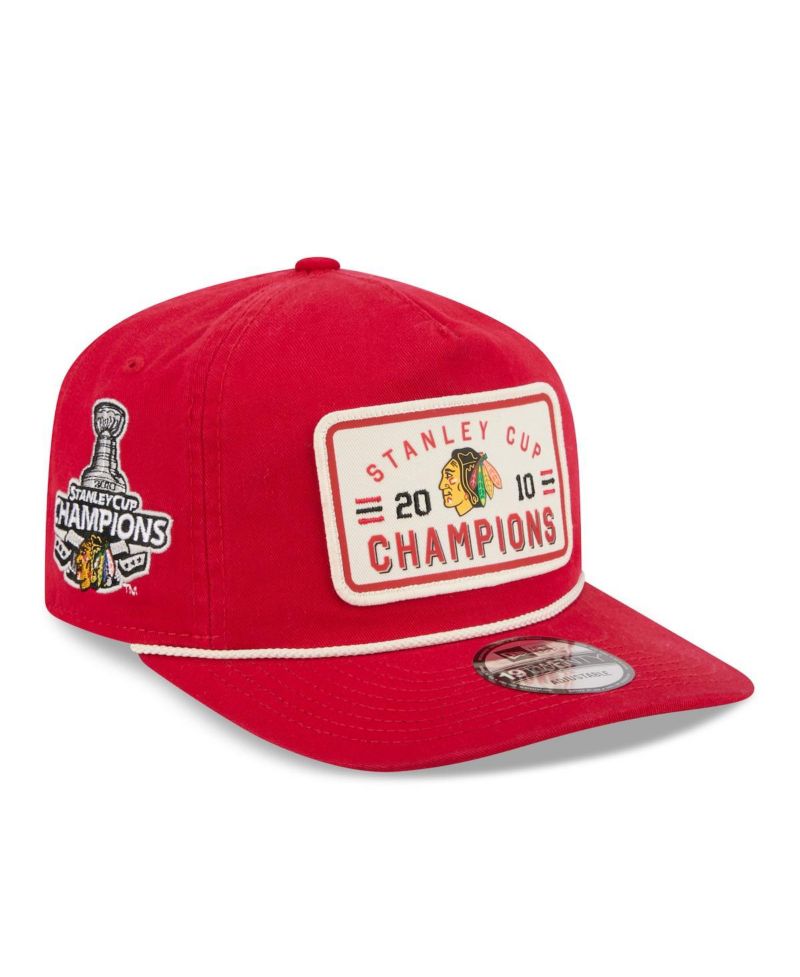 Men's Red Chicago Blackhawks Throwback Stanley Cup Champions Side Patch 19TWENTY Adjustable Hat