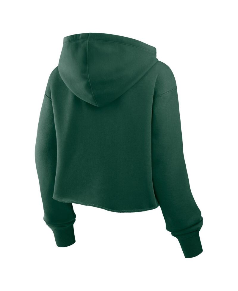 Women's Green Green Bay Packers Oversized Hometown Heritage Cropped Hoodie