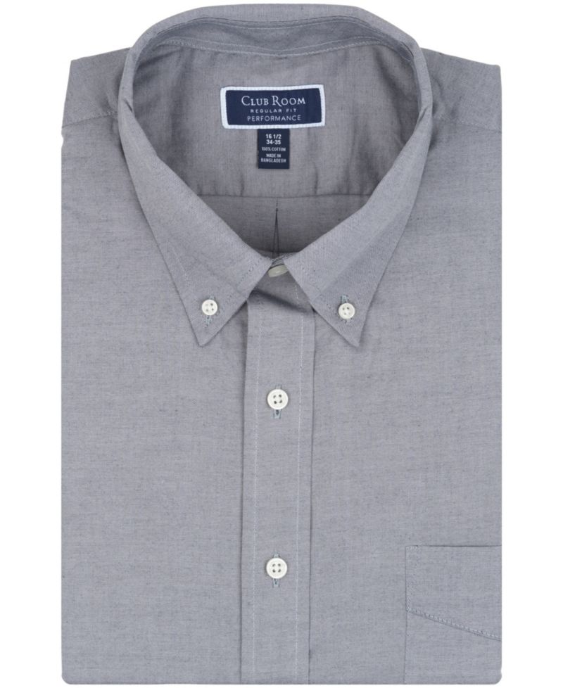 Men's Pinpoint Button Front Solid Dress Shirt