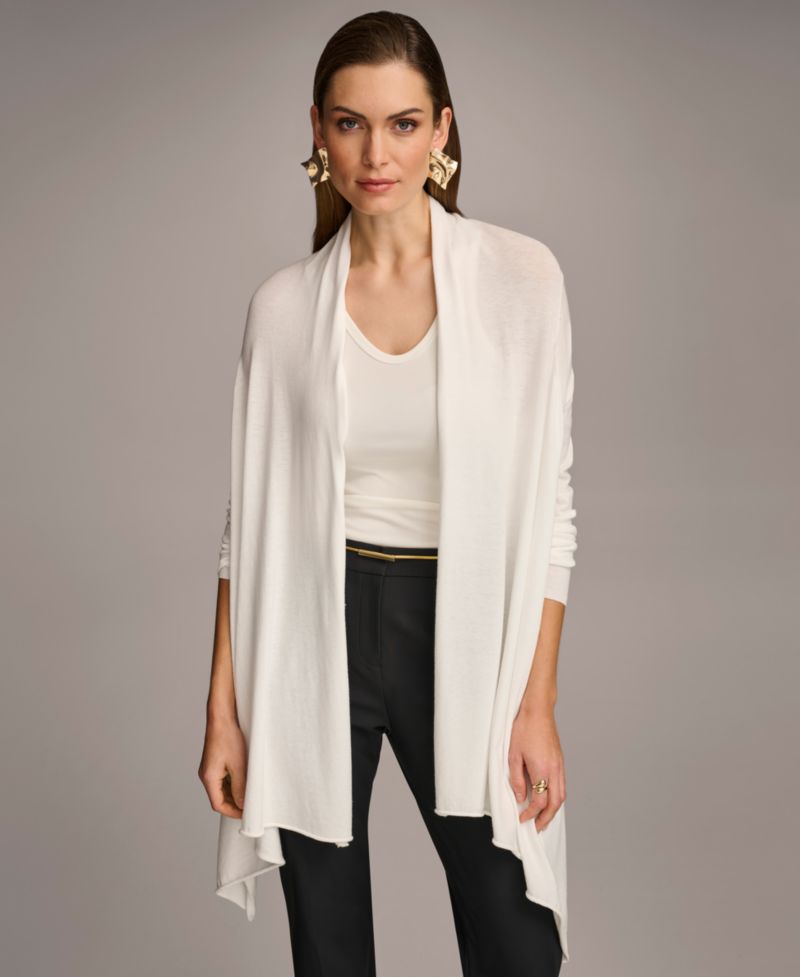 Women's Long-Sleeve Drape-Front Cardigan