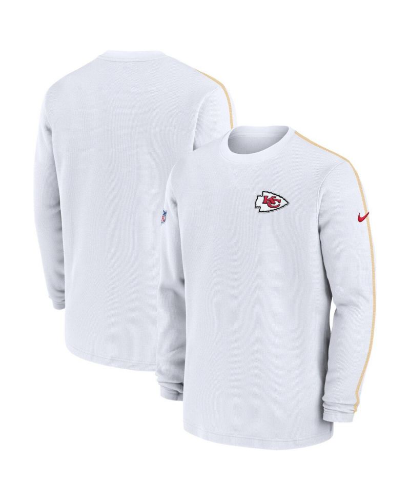 Men's White Kansas City Chiefs 2024 Sideline Coaches Long Sleeve Top