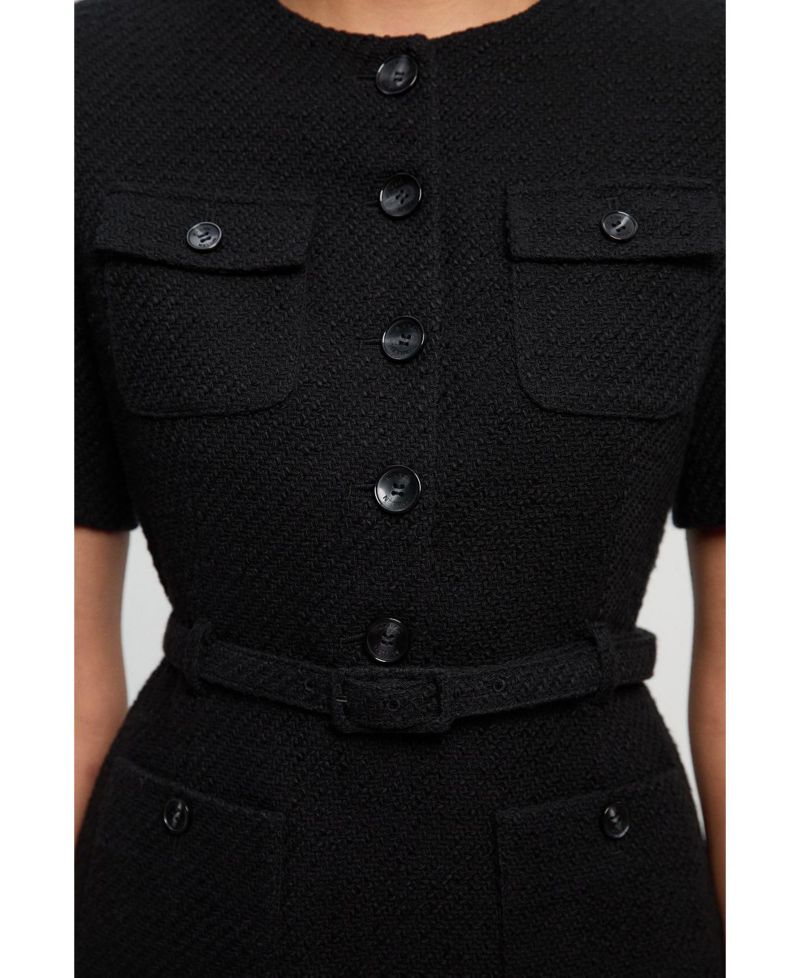 Women's Tweed Belted Mini Dress